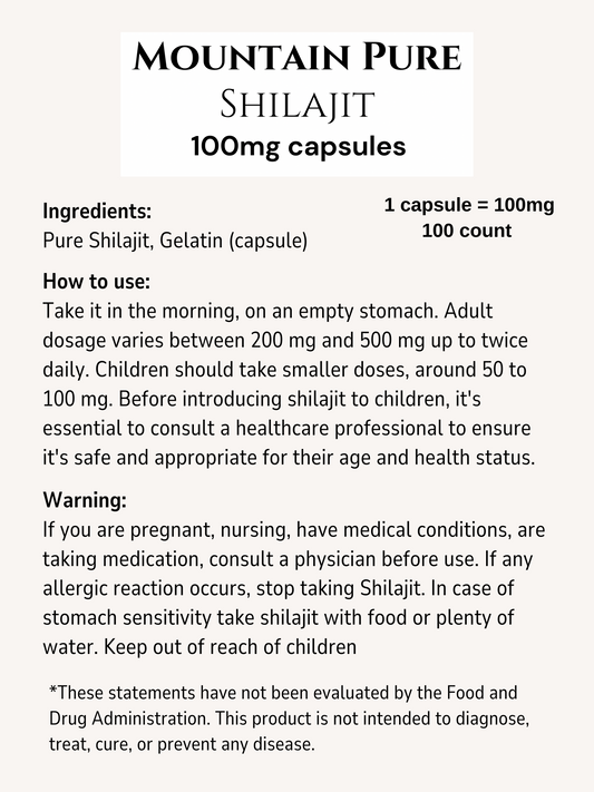 Shilajit 100mg Mini Capsules
